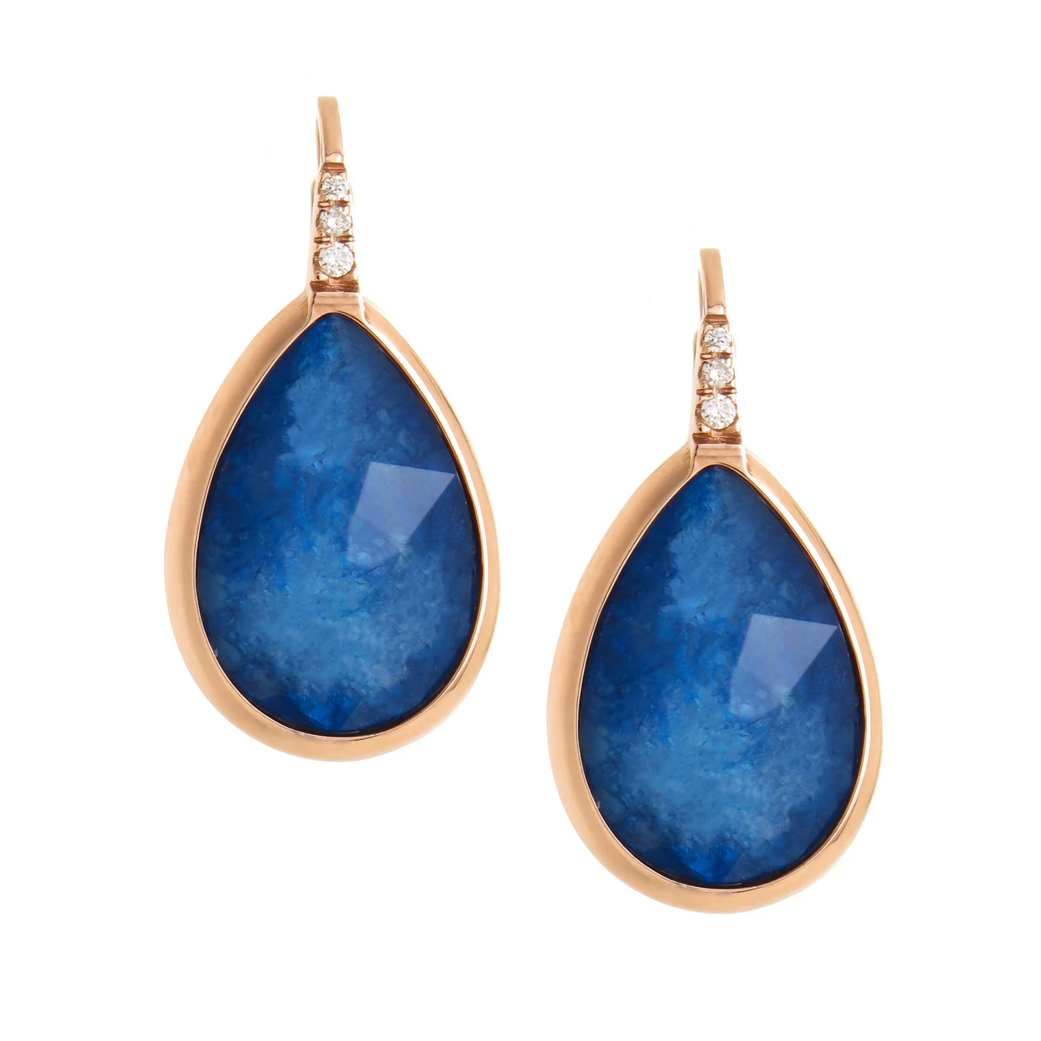 Pear Shape Sliced Sapphire Earrings