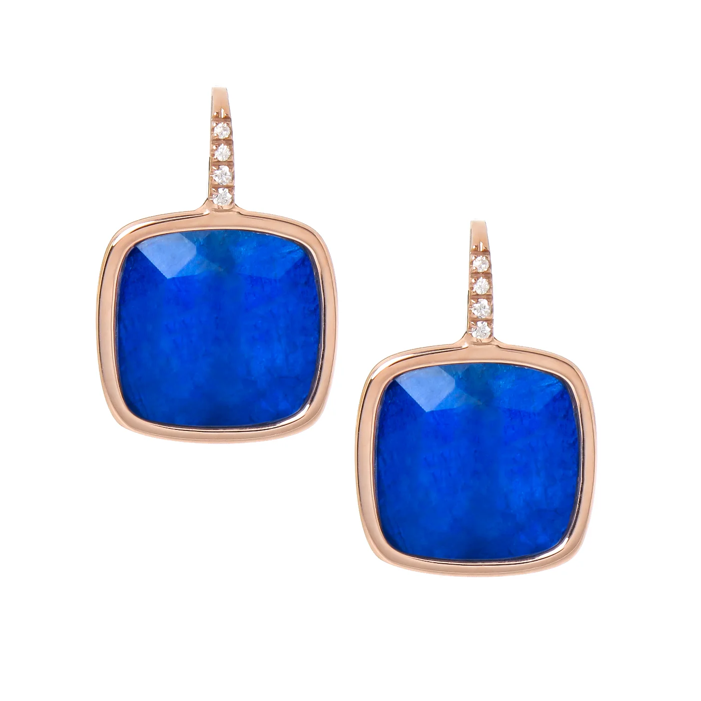 Cushion Sliced Sapphire Earrings