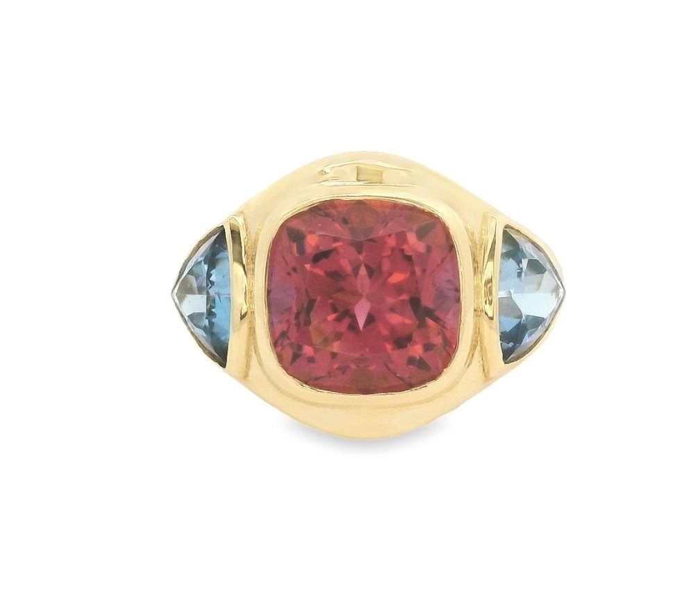 Pink Tourmaline Yellow Gold Ring