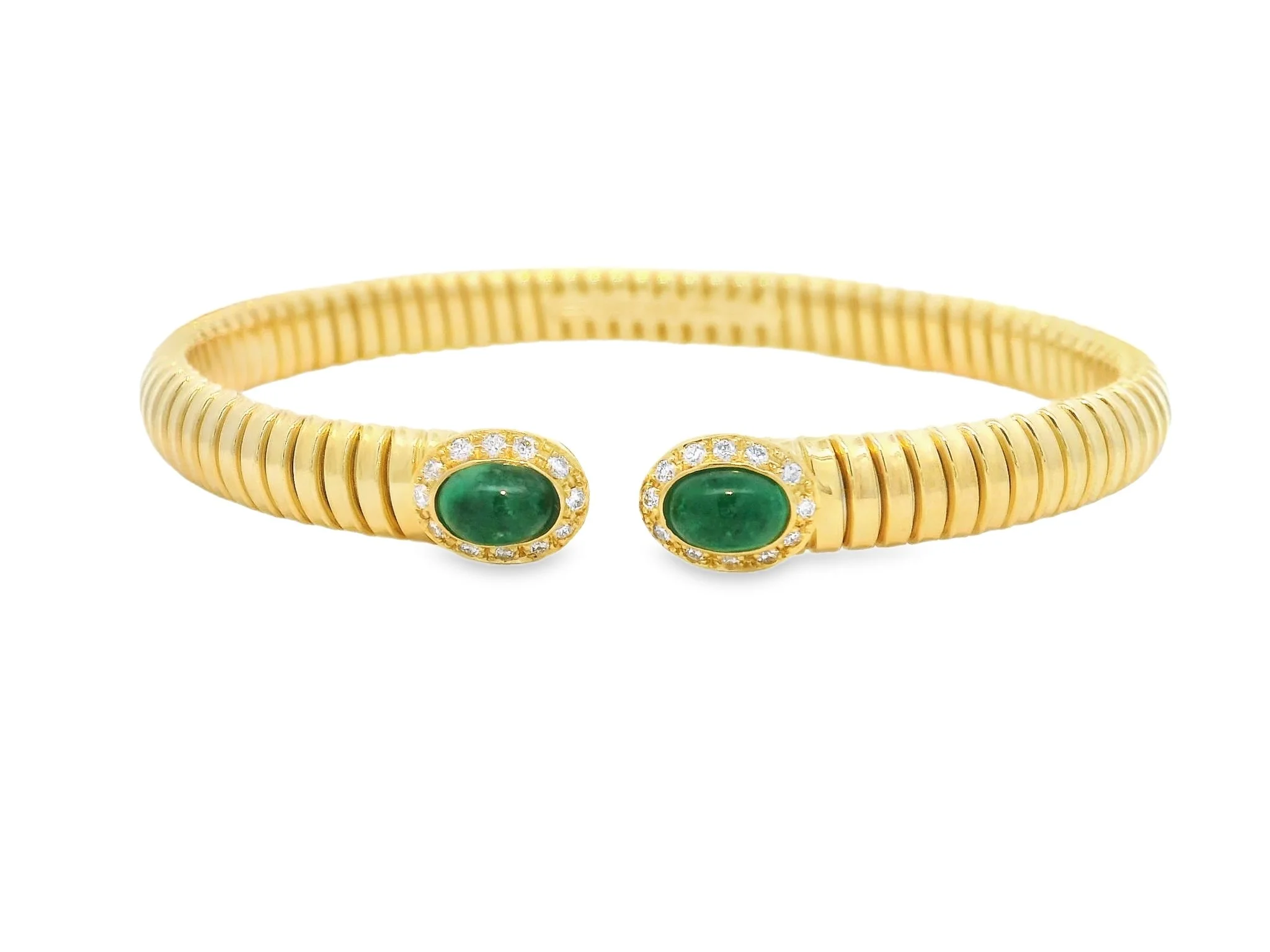 Cabochon Emerald and Diamond Coil Bracelet