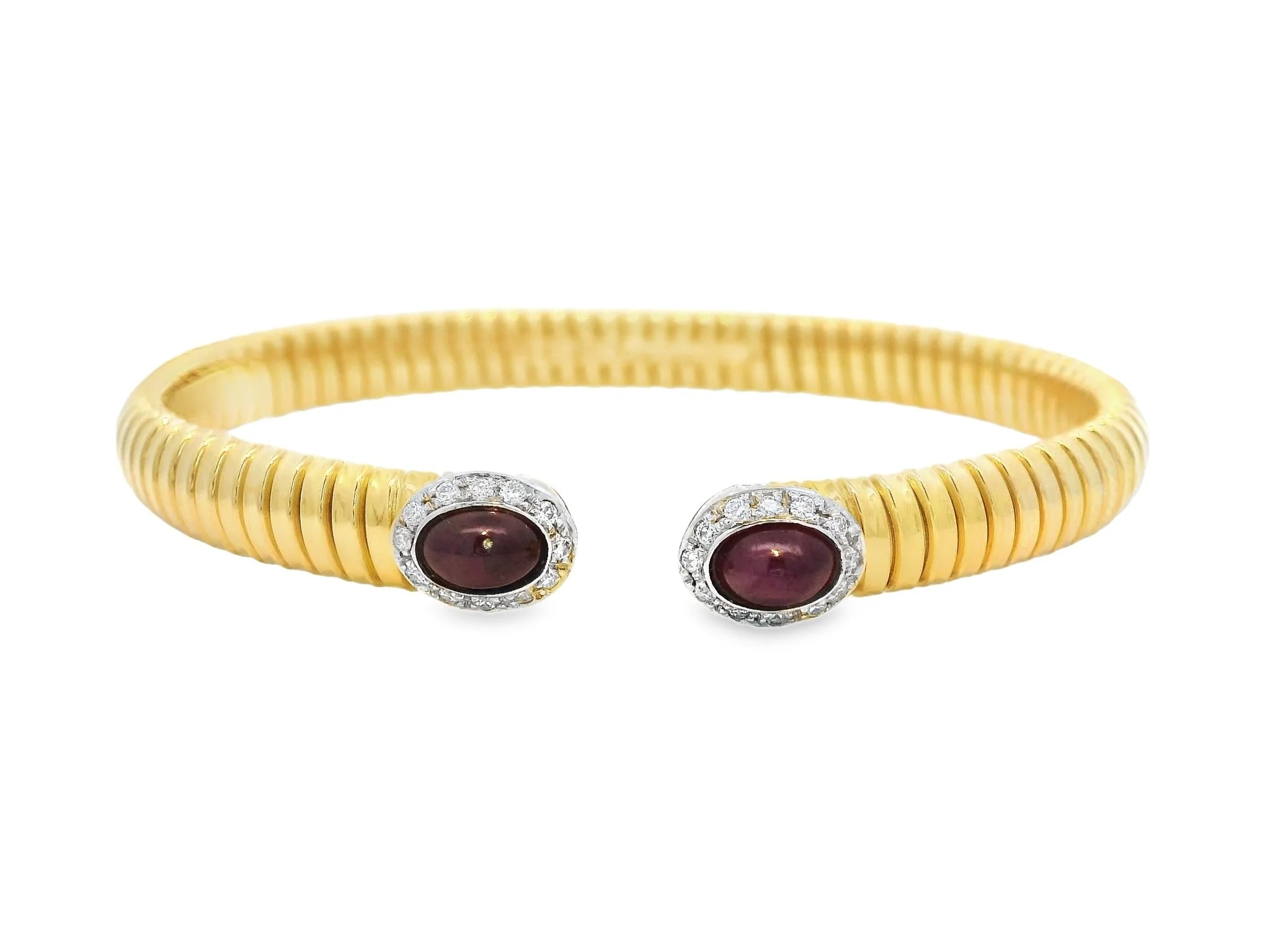 Cabochon Ruby and Diamond Coil Bracelet