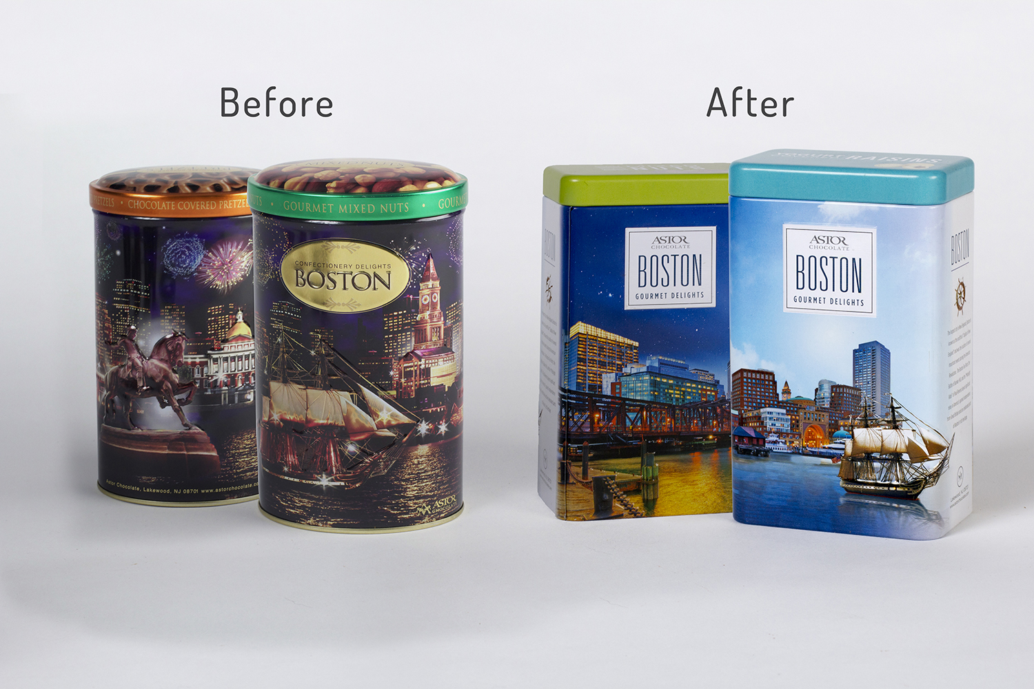 Transitioning to a more geometric structure, working within a fresher color palette, and introducing "daytime" details to the design helped bring this line to a modern shelf without adding any additional production costs.