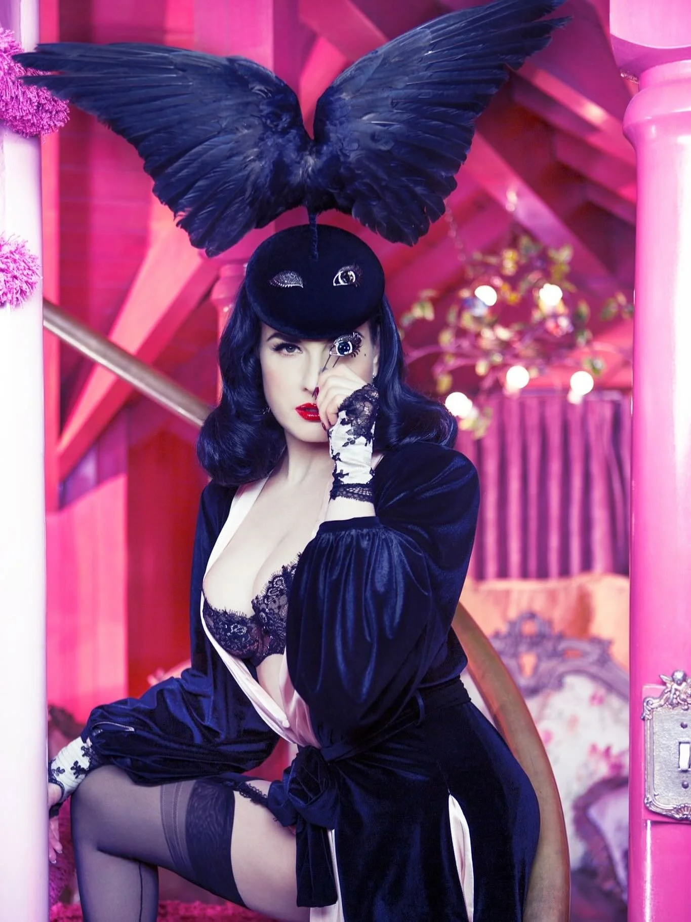 The divine @ditavonteese 🖤 
Dressed to perfection in her exquisite lingerie, topped off with VG couture Wings from our collaboration with @stephenwebsterjewellery 💎 
Styled by @bcompleted 💫
Shot @madonnainn1958 
🦇 ❤️ 🦇