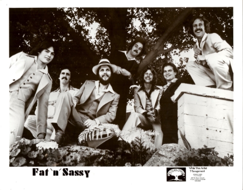 Fat and Sassy 1977 - L-R: Franz Blusk, Theo Martin, Mick Stratton, Jon Eben, Leonard White, Chet Hogoboom, Michael J. Cullen