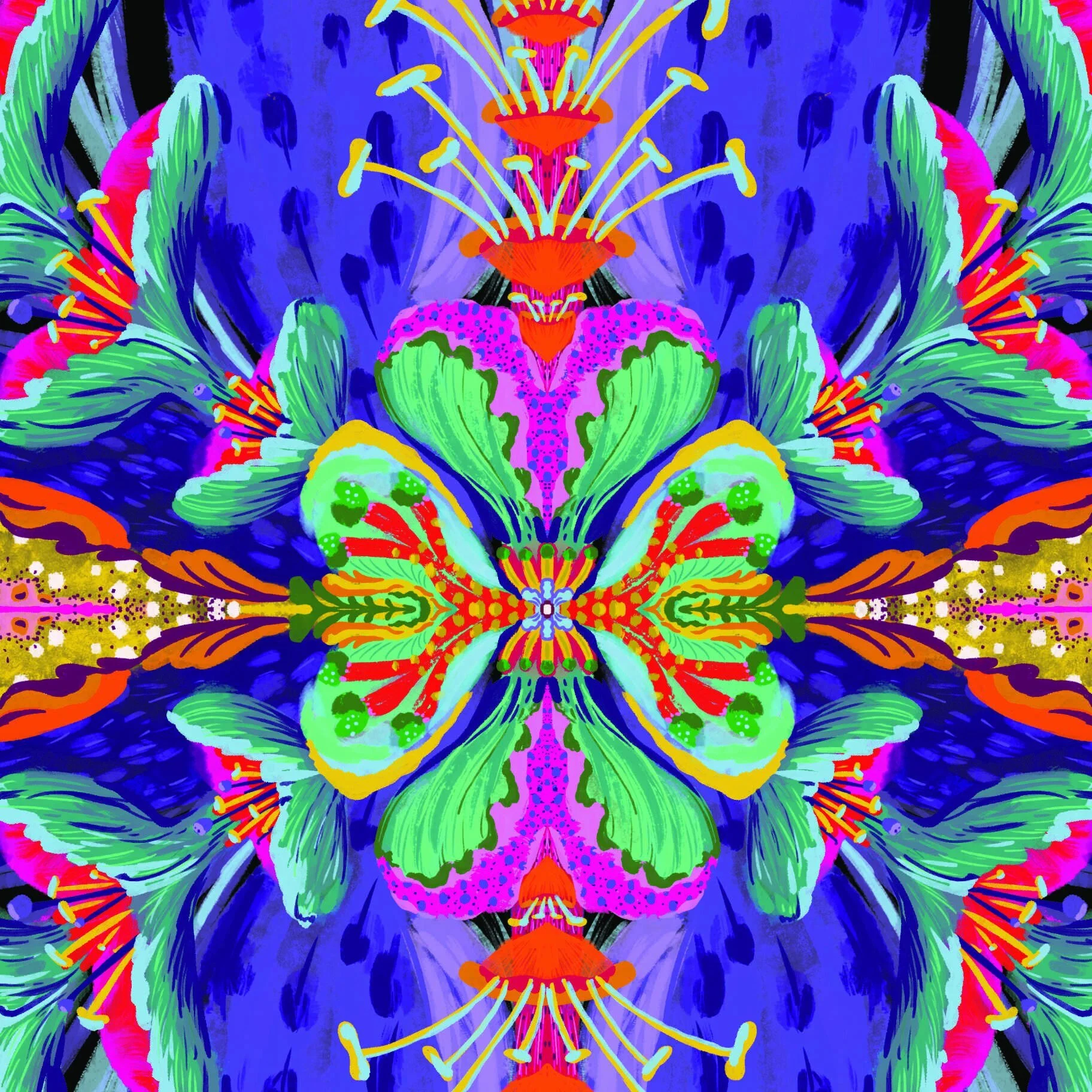 Silent Kaleidoscope Original Clam Mined Psychedelic Mandala Art