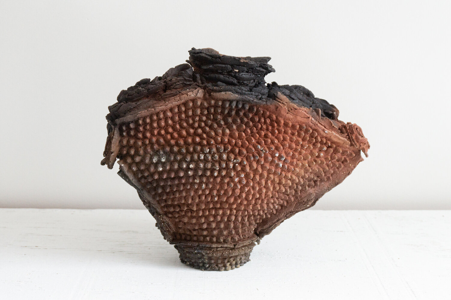  Mom’s Purse, 2021, pit fired earthenware, 11” x 5” x 8.5” 