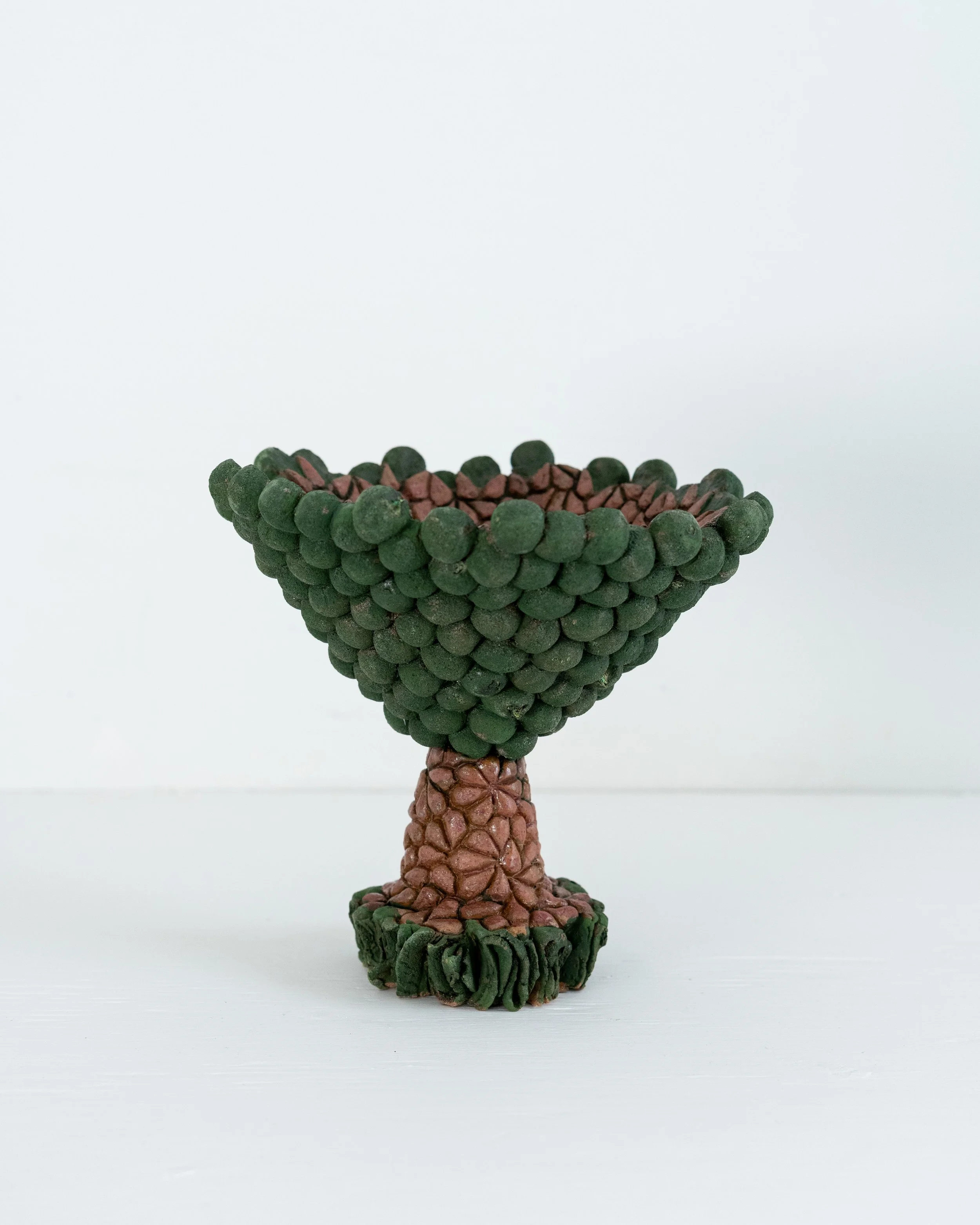   Green Beacon , 2025, stoneware, sand, oxides, ash glaze, LWH 7”x6.5”x6.5” 