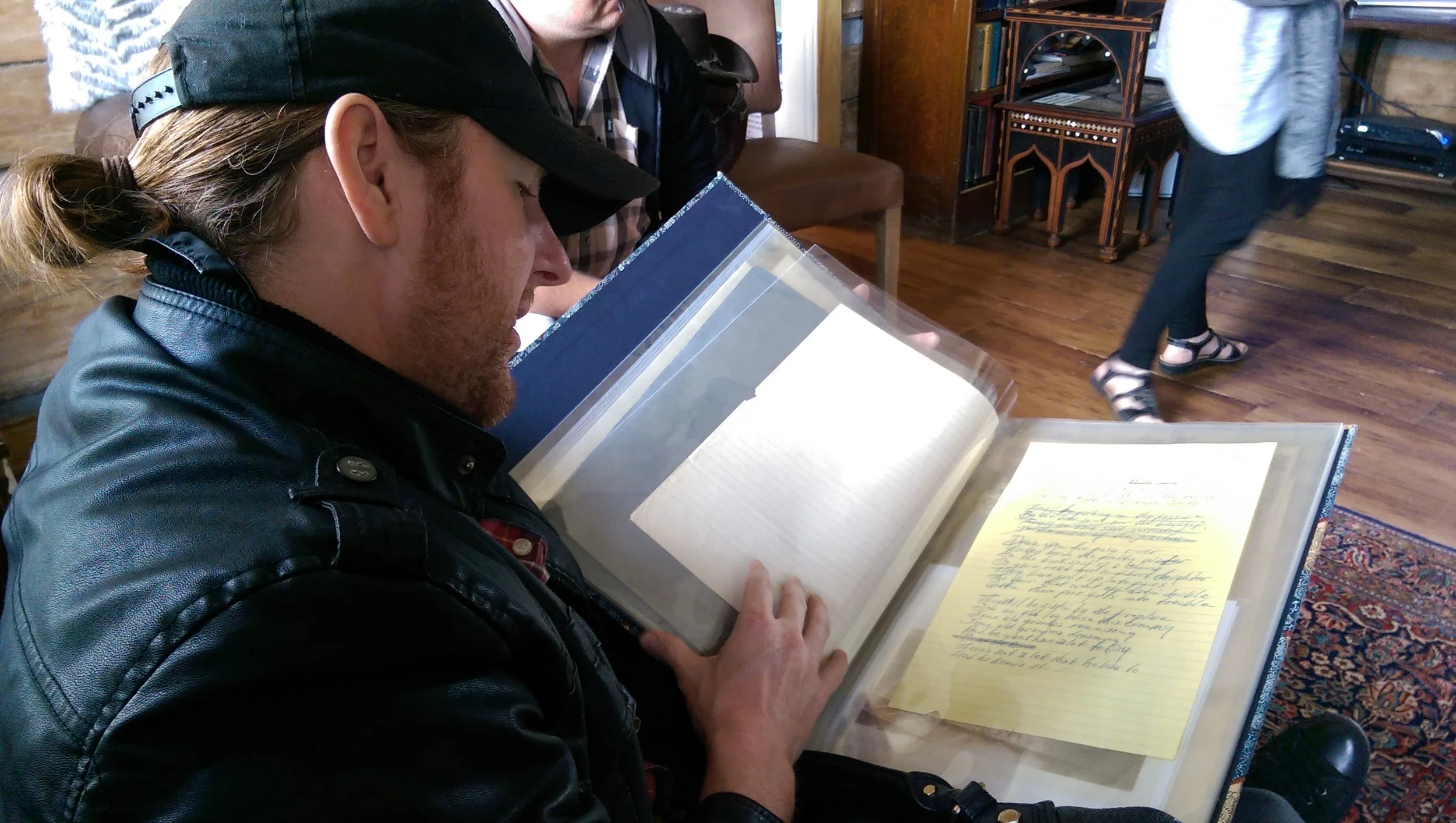 Viewing Johnny Cash's handwritten lyrics for Saturday Night In Hickman County