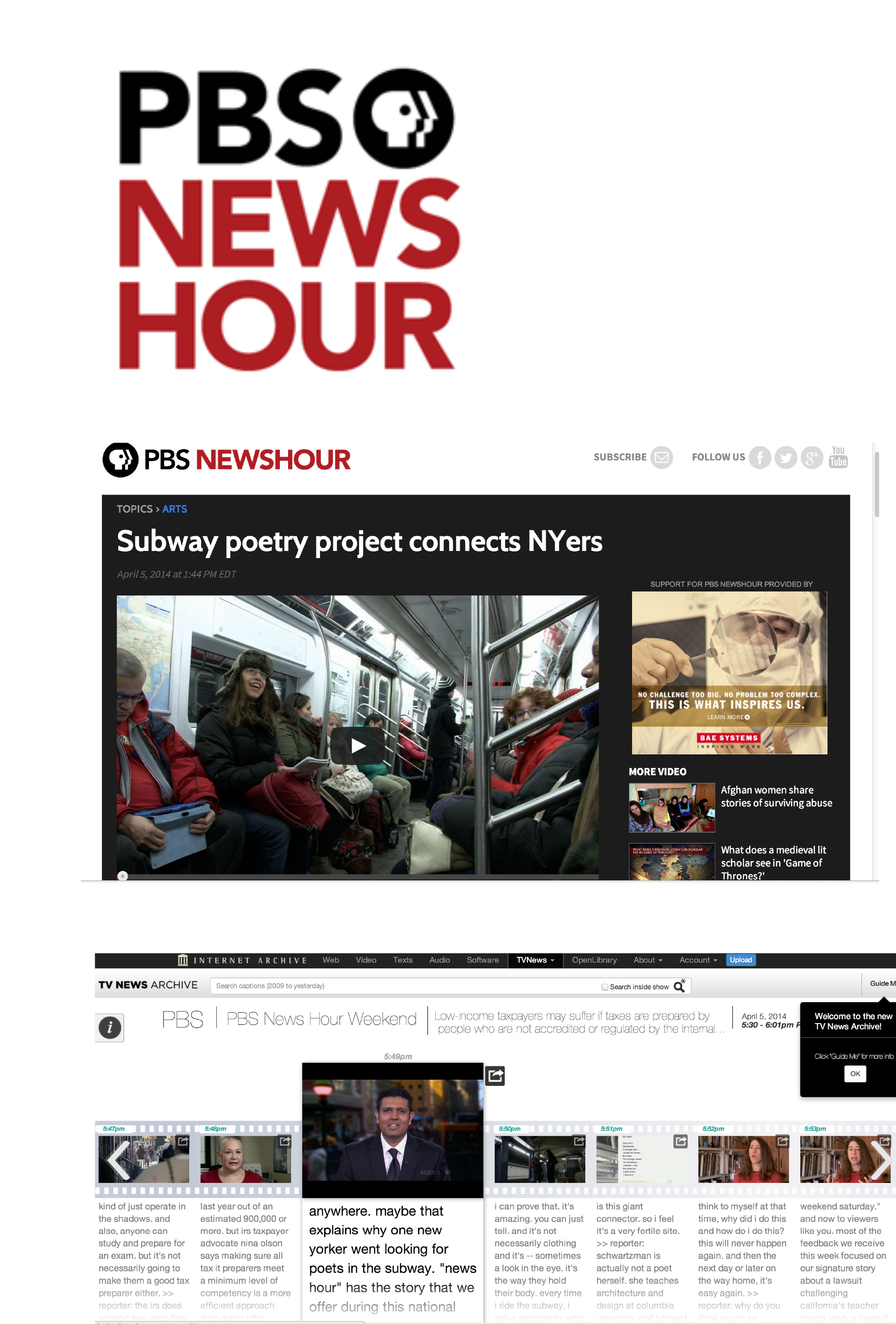 Poems by New Yorkers on PBS Weekend News Hour