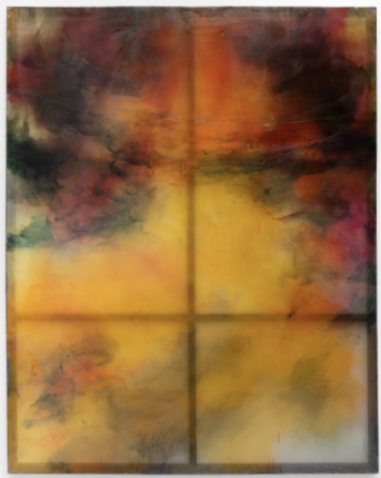 Chris Watts   The Spirits That Lend Strength Are Invisible XXXXI, 2024  Peruvian pigments, poly-chiffon, resin, acrylic  96 x 76 in 