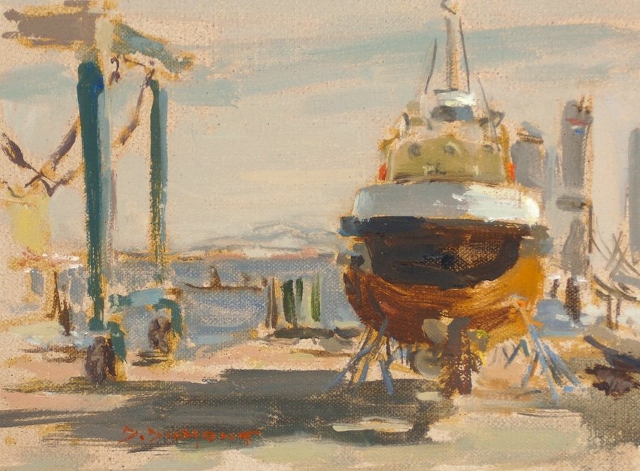 Baltimore Harbor, oil, 6" x 8"