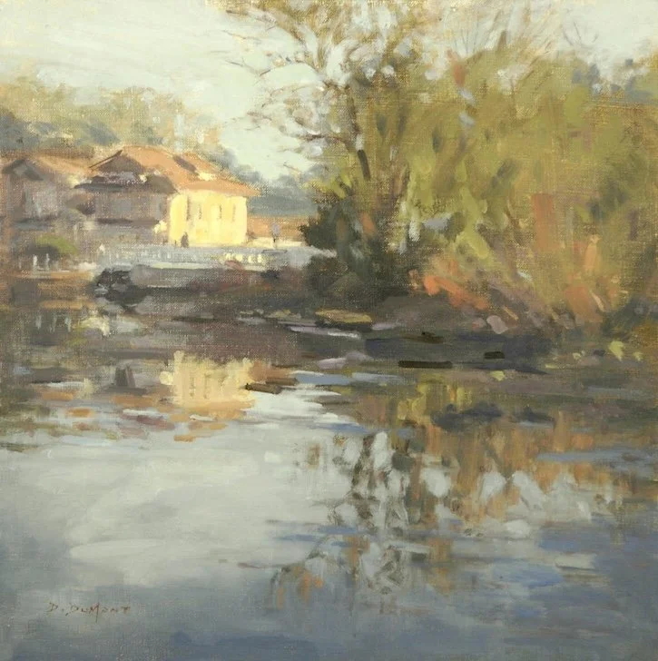 Morning Reflection 2018, oil, 16” x 16"