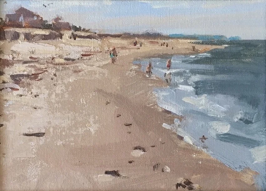 Beach Walk, oil, 6 × 8”