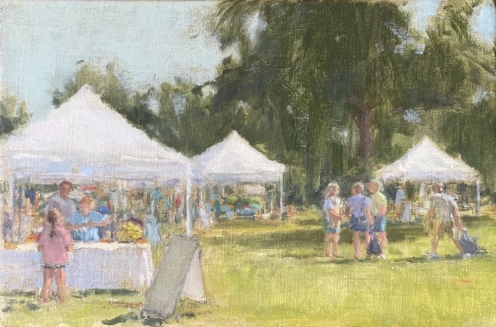  Saturday Morning Farmer’s Market, Oil, 8 × 12” 