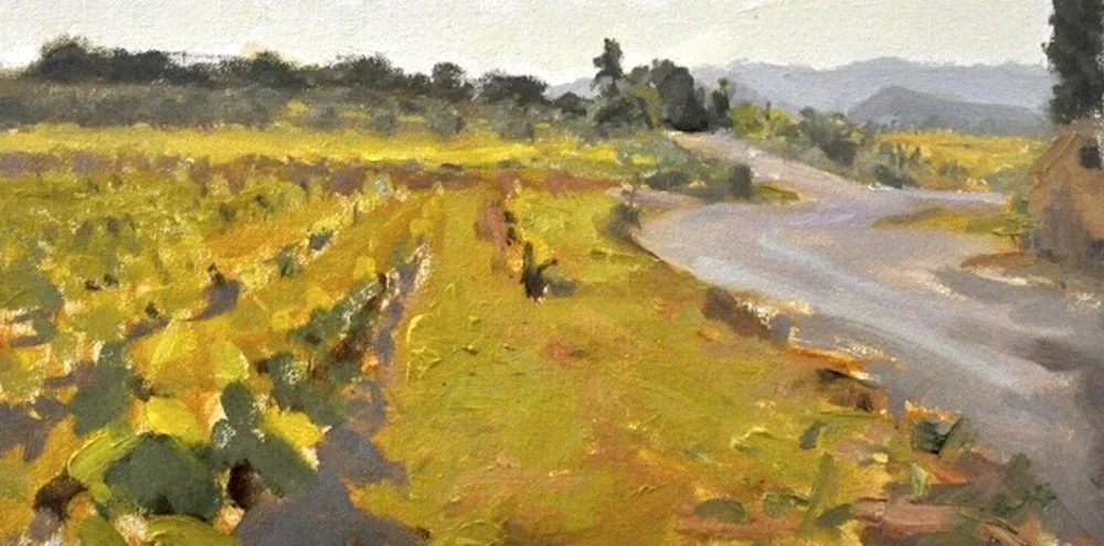  Vineyard in the Vaulcuse, Oil, 6 × 12” 