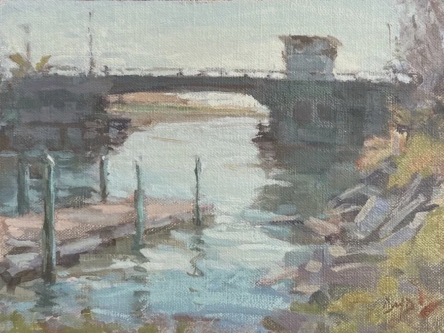  Drawbridge over the Lewes Canal, oil, 6 × 8”  