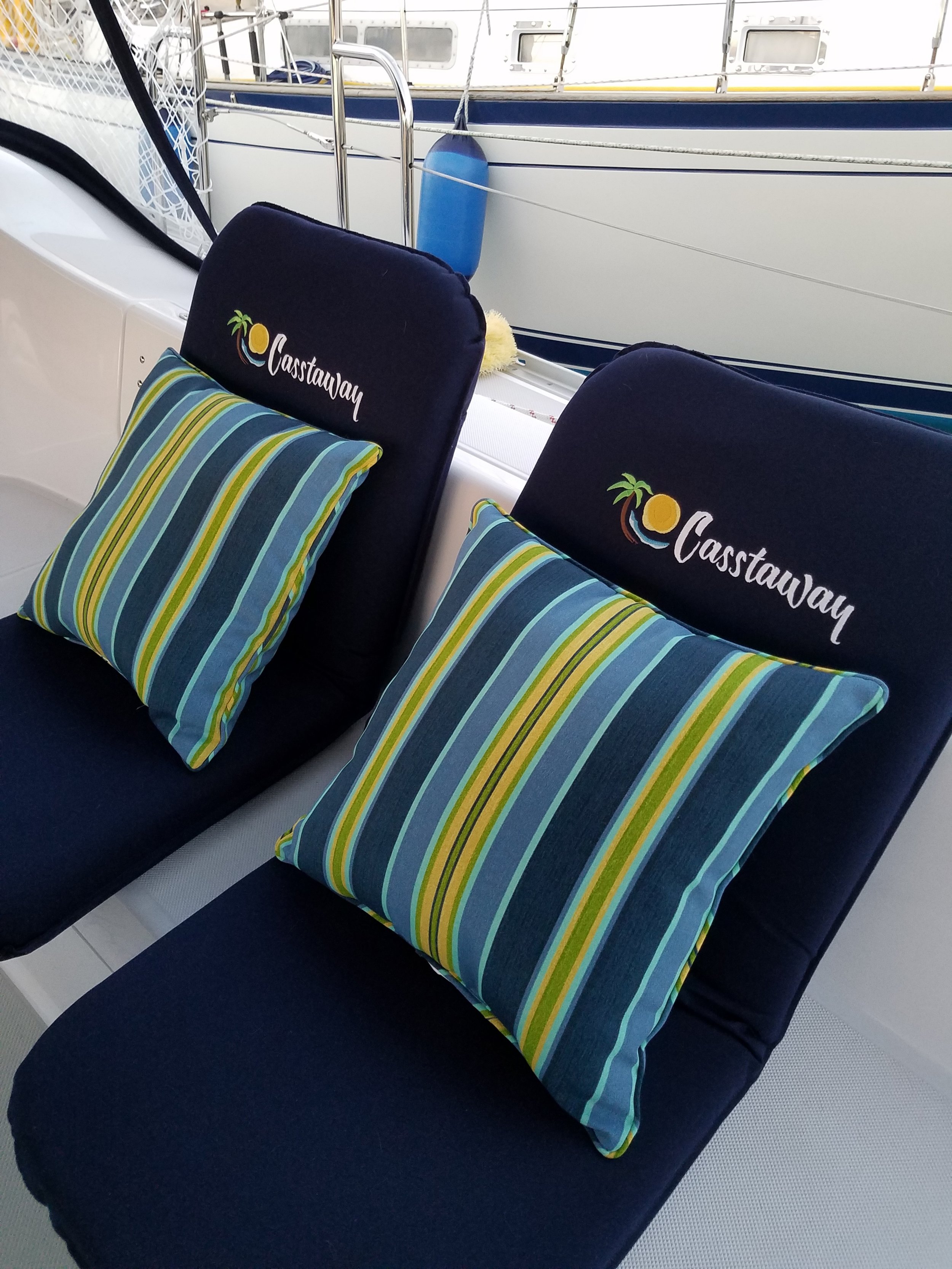 We love our new Sport-a-Seats! They are so comfortable, sturdy and well-made, and they look awesome. The logo embroidery is really sharp and gives them an extra punch. We have had so many compliments from our dock mates. Todd and Tanya C.