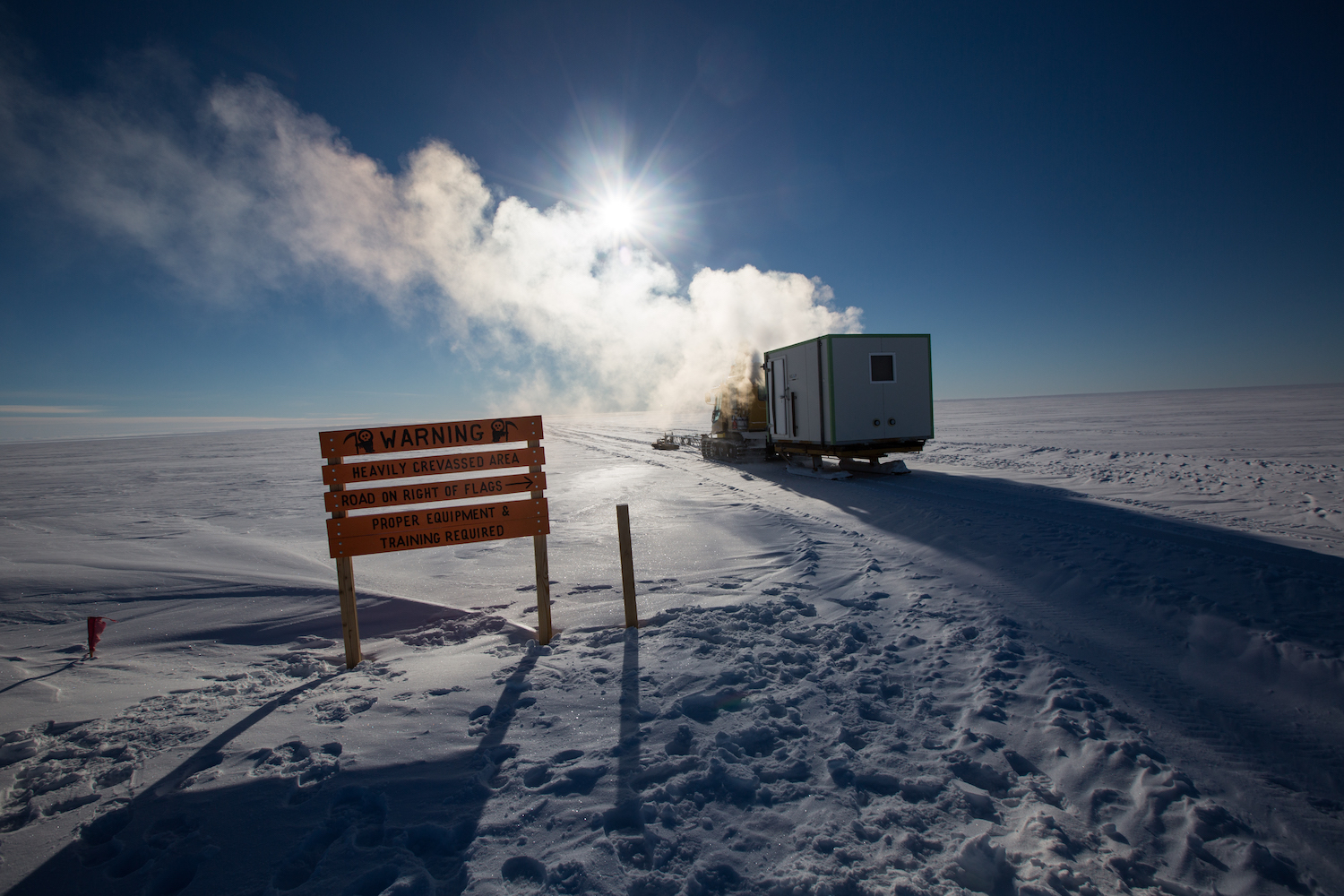 Continuing past the crevasse warning sign