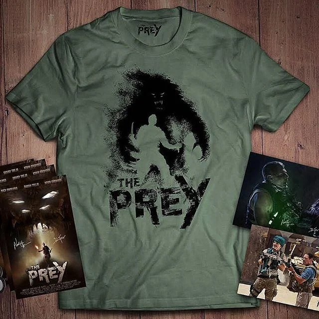We can’t show any pics of The Prey Action Figures or our Monster KARNOCTUS yet but we can show you our new shirt design!