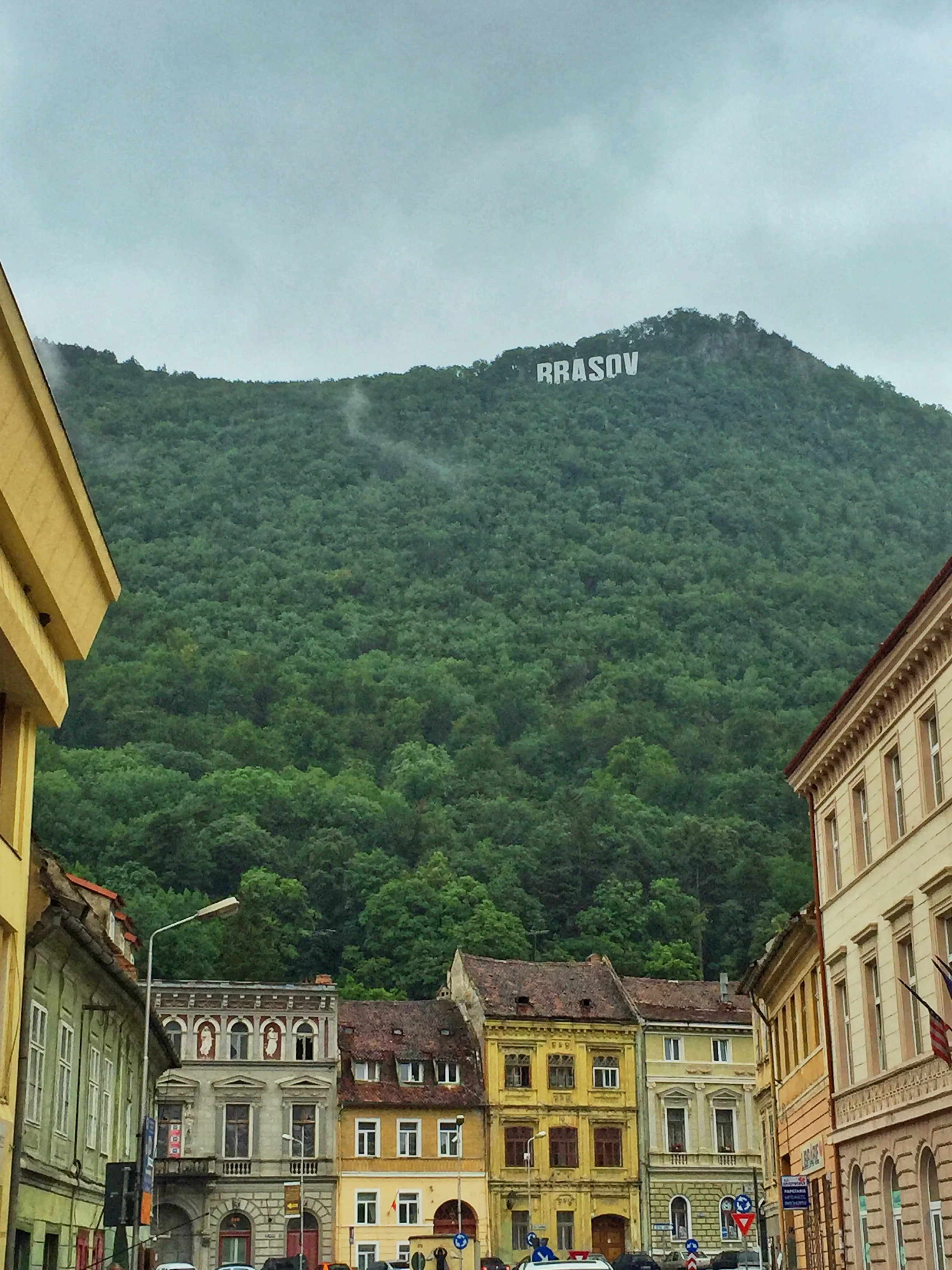 The famous Hollywood-style sign on the top of Mt Tâmpa