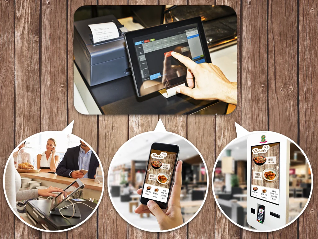 Support multiple channels for ordering including mobile application, kiosk and POS �