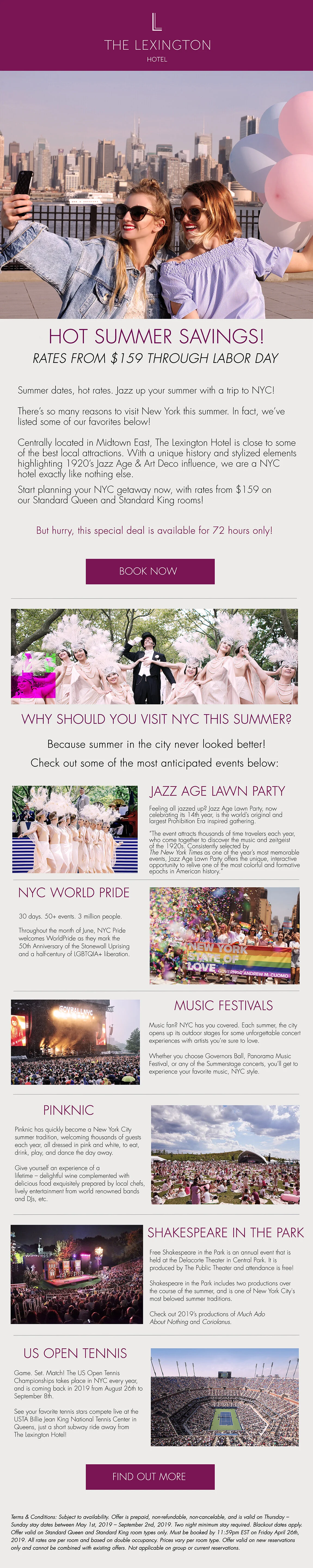 THE LEXINGTON HOTEL - SUMMER EMAIL PROMO