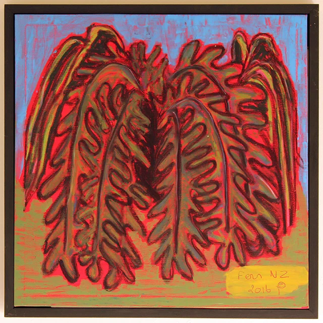 EDITH PERRENOT 'Fern NZ' 'Fern NZ' , 2016, Acrylic and charcoal on canvas 60 x 60 cm, signed LR