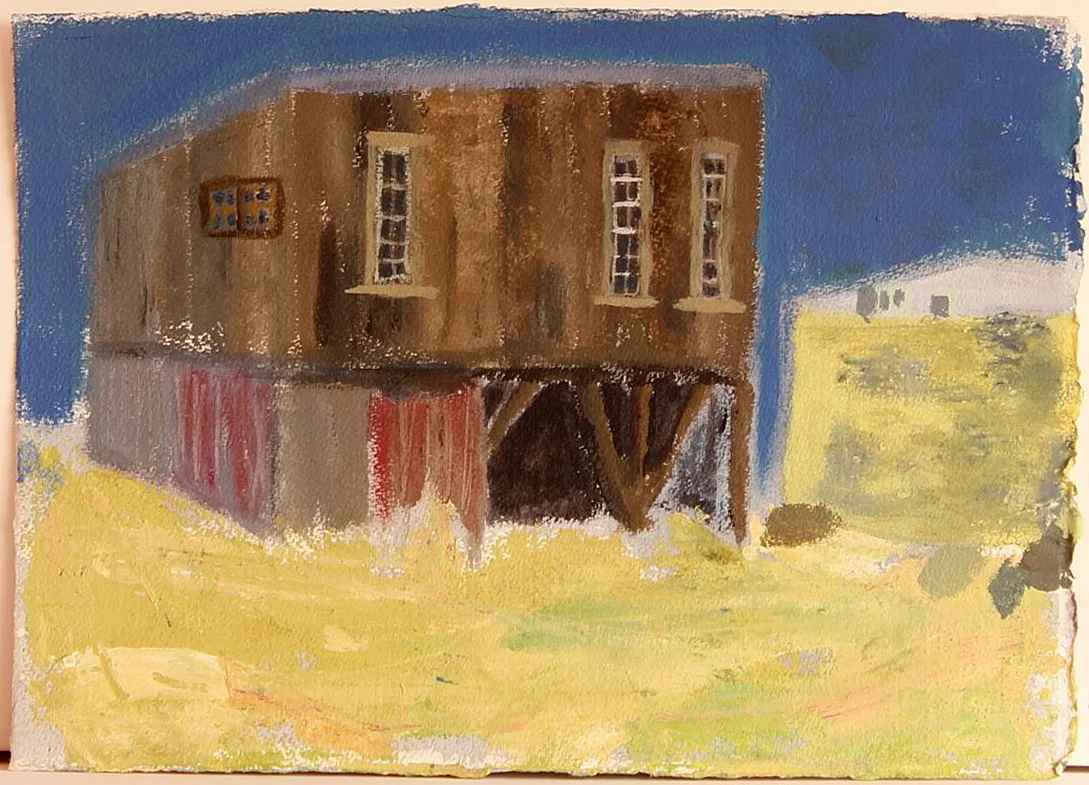 EDITH PERRENOT 'The studio in Bullbay' 2015, acrylic on paper 21 x 29.7 signed verso