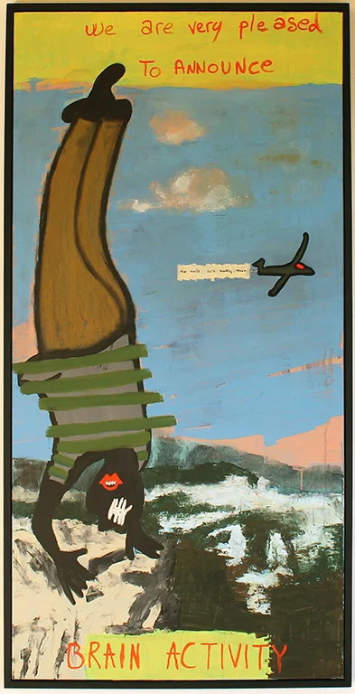 EDITH PERRENOT 'Activity' 2016, acrylic on canvas, 183 x 93 cm signed LR, SOLD