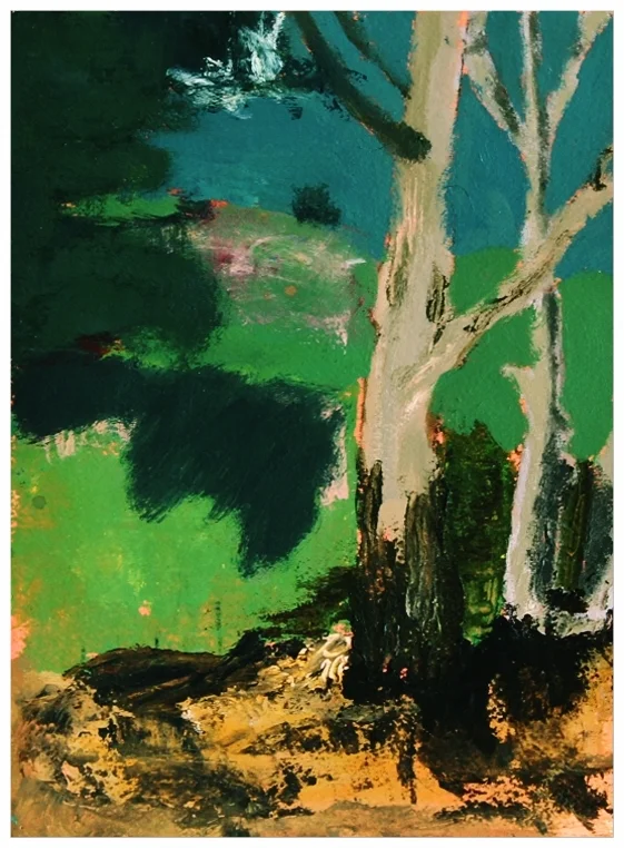 EDITH PERRENOT 'Bruny Landscape' 2015, acrylic on paper, 29,7 x 21 cm, signed verso SOLD