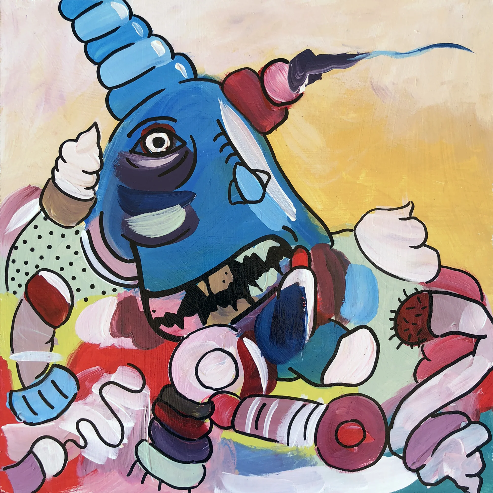 Sweet Tooth - Andy, 2018 | Acrylic on wood panel | 12" x 12"