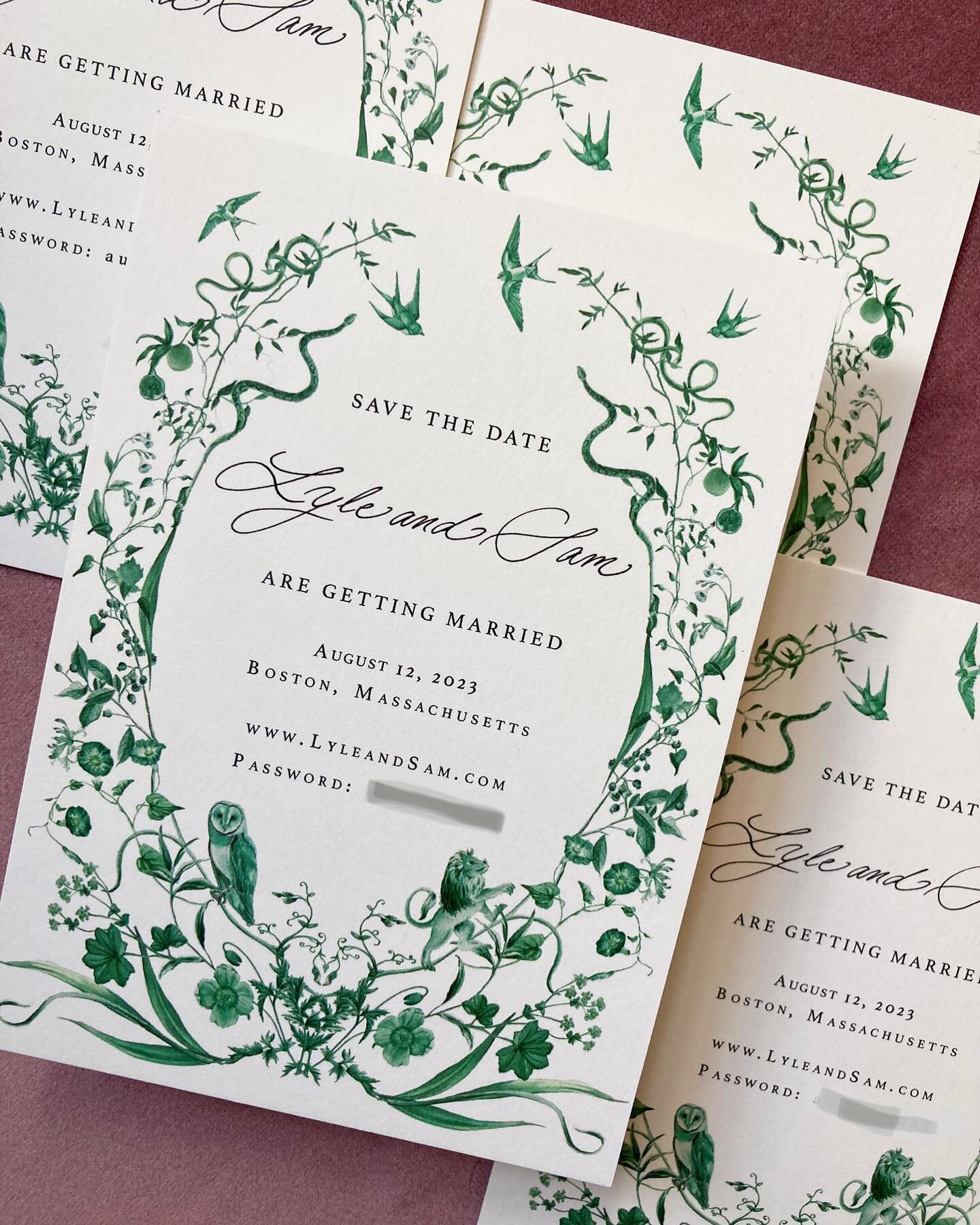 Snakes, swallows, fruit, an owl and a lion among lots of botanicals for Lyle &amp; Sam 💚

#savethedate #weddingstationery #invitation #watercolorinvitation #saves #weddinginvitations