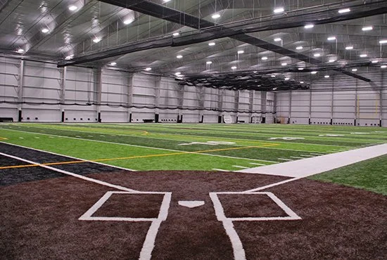 Indoor sports/athletic metal building in Wisconsin erected by Redhawk Metal Buildings
