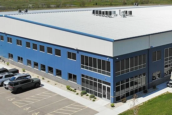 Industrial manufacturing metal building erected by Redhawk Metal Buildings in Wisconsin