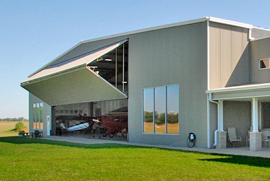 Kelch Aviation hangar building in Wisconsin by Redhawk Metal Buildings
