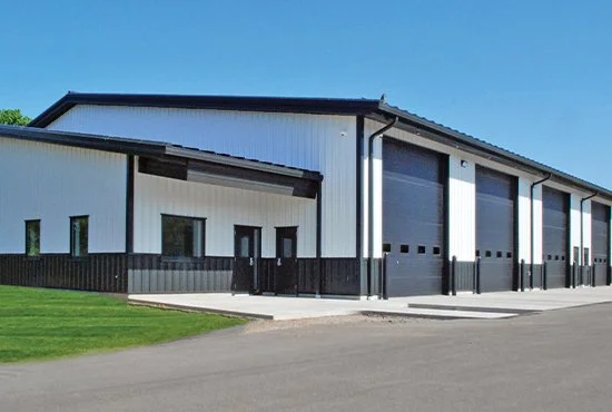 Large, modern designed storage facility by Redhawk Metal Buildings in Wisconsin