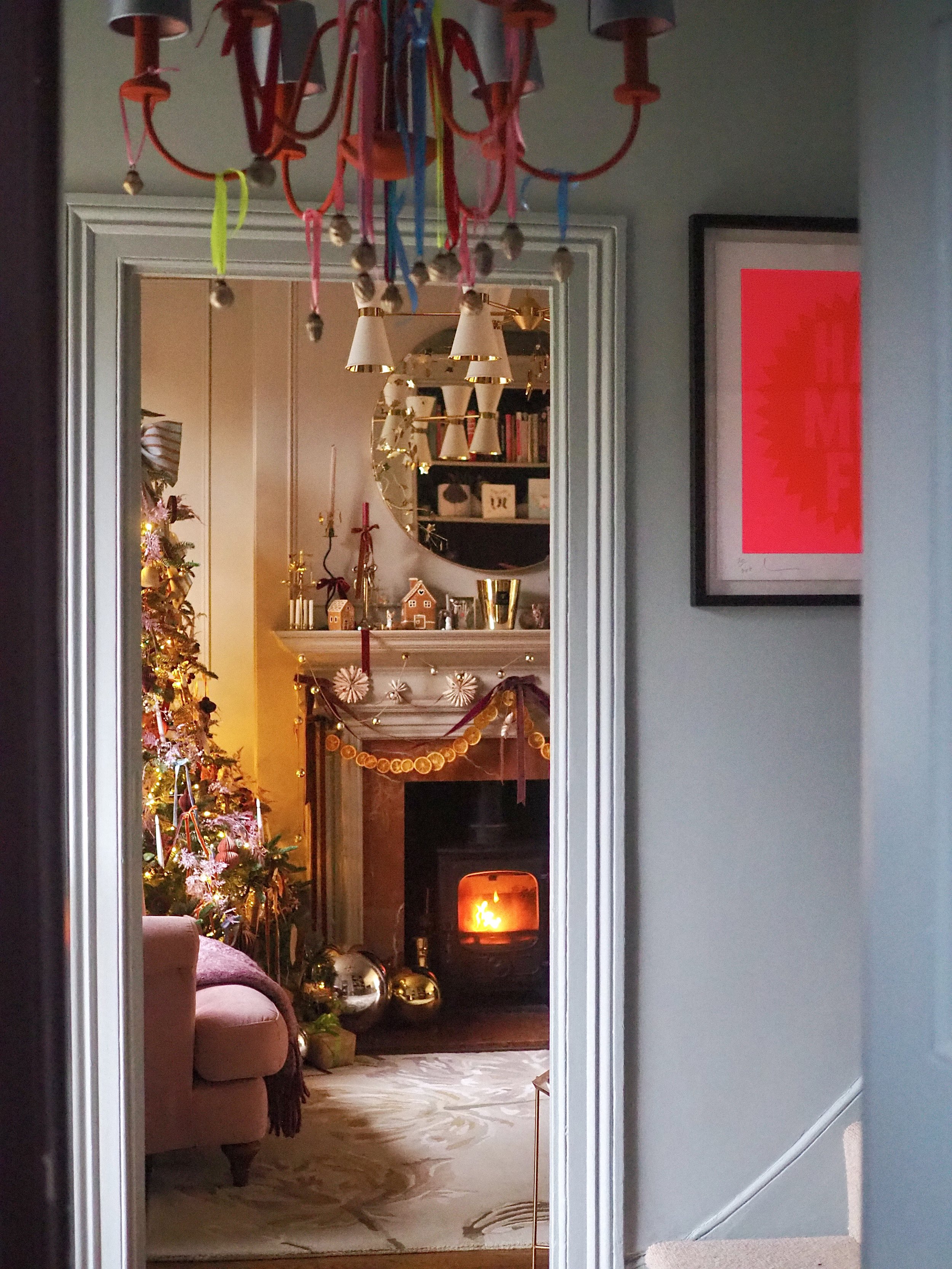 christmas chandelier decorating