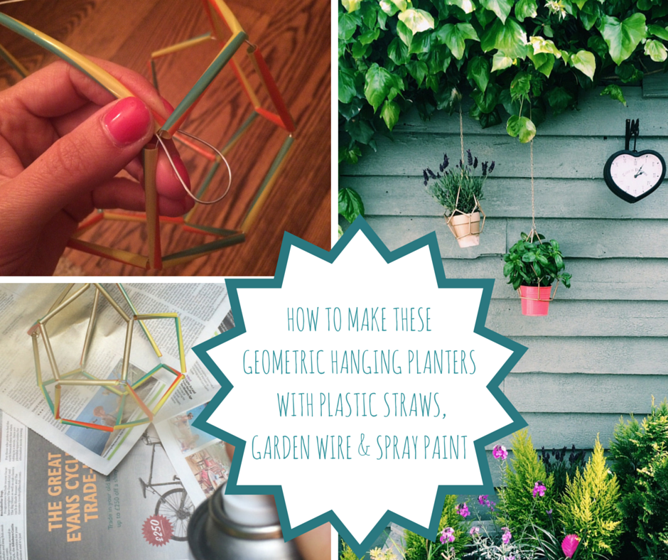 Summer DIY: How To Make These Geometric Hanging Planters With Plastic Straws, Garden Wire And Spray Paint