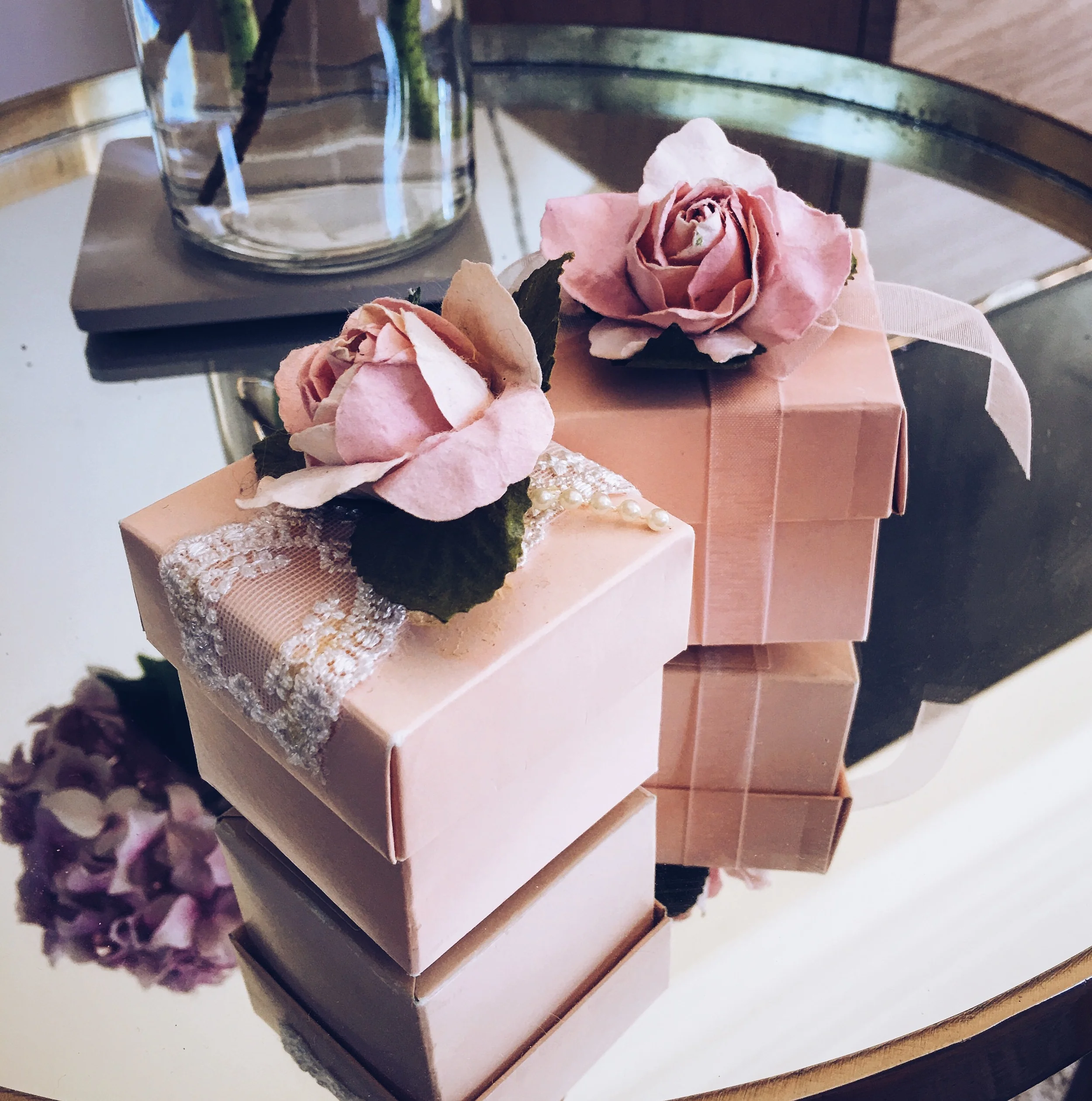 My hand-made vintage-style wedding favours. Inside they contained homemade heart shaped soap.