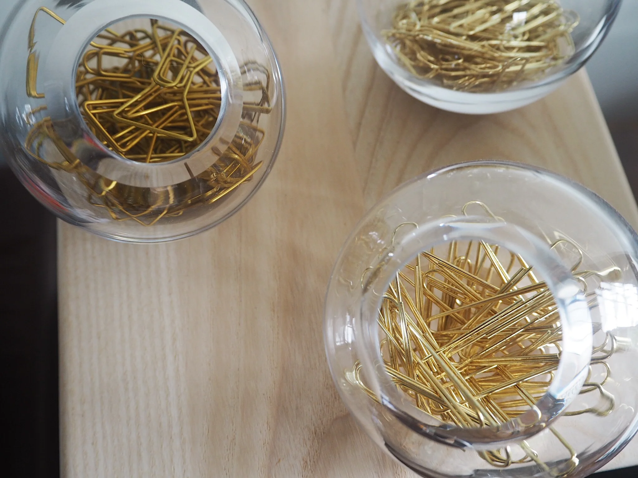 This is the Axis Vase Trio with Ash Base by LSA International that I am using to store my multitude of gold paperclips!