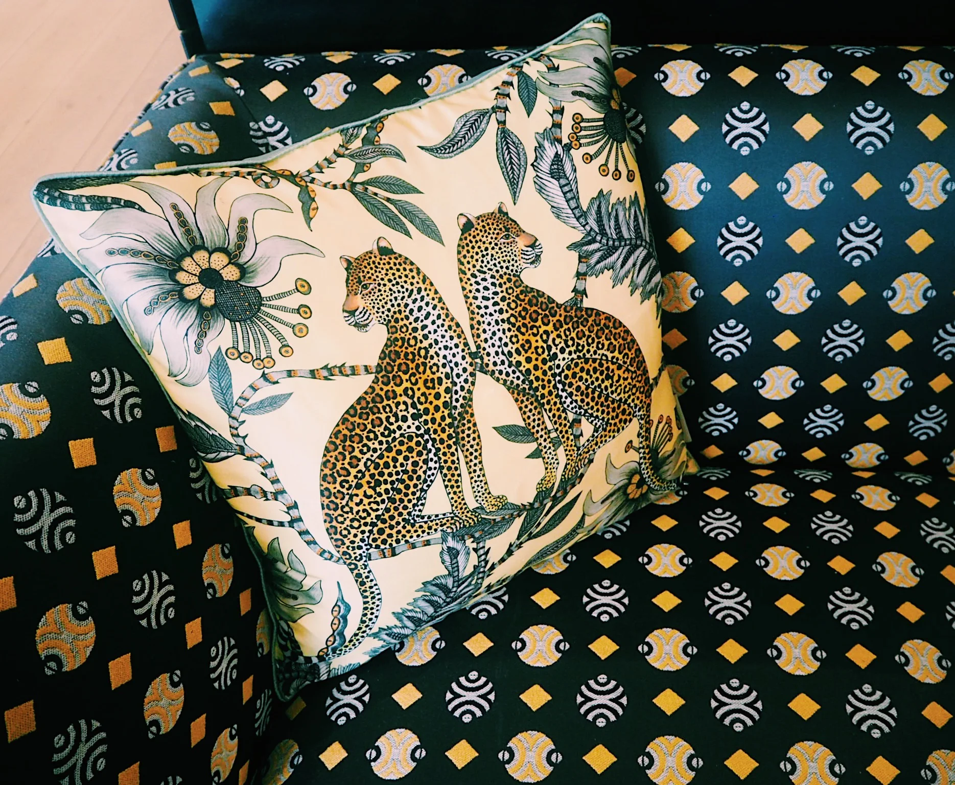 Cushion and chair available at Colony.
