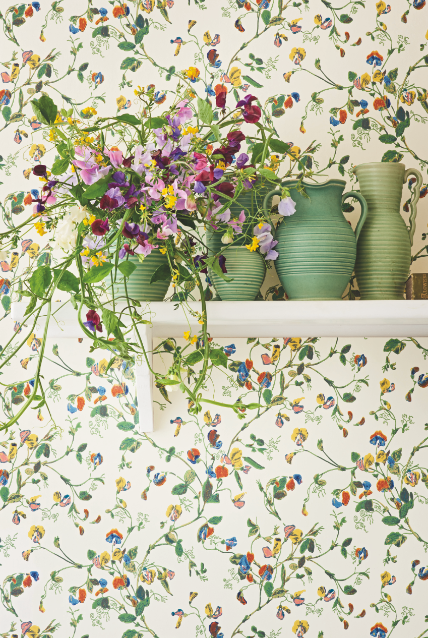 Botanical ~Botanica~, Sweet Pea ~Lathyrus odoratus~ 115/11032 £100 per 10m roll by Cole &amp; Son