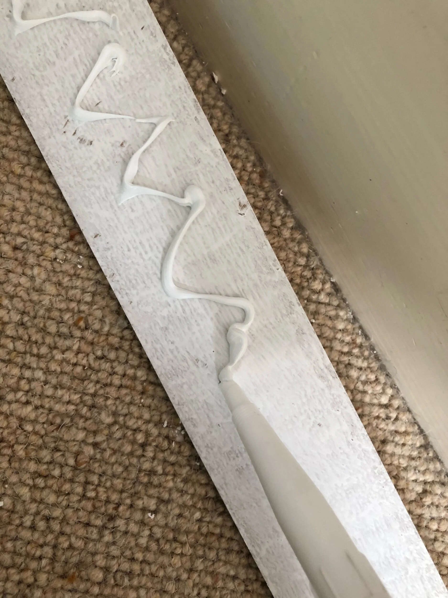 Apply your instant grab interior adhesive in a zig-zag across the back of the rail.