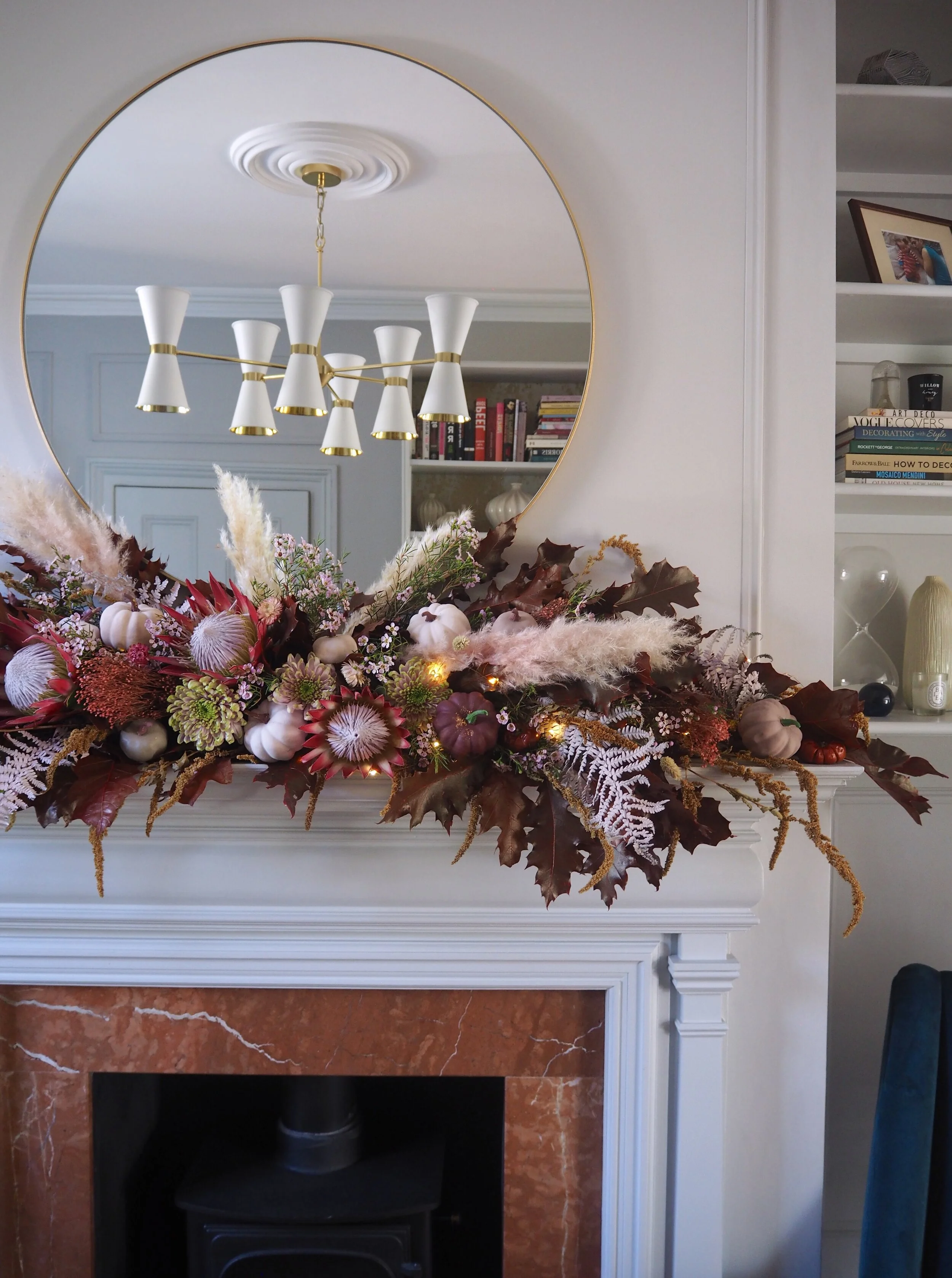 diy autumn fall fireplace decor
