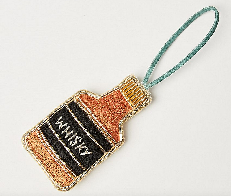Whisky embroidered tree decoration, £7.50, Oliver Bonas