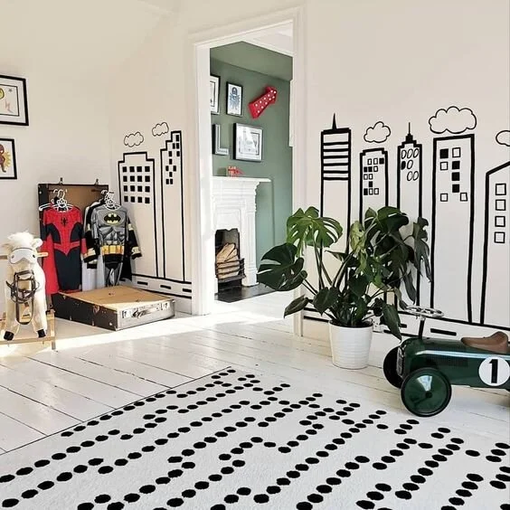 Image credit: Location House Of Beau. Buy this doodle city skyline design via Etsy.