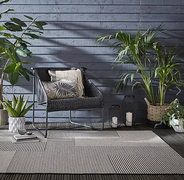 Sorrento monochrome outdoor rug by Dunelm