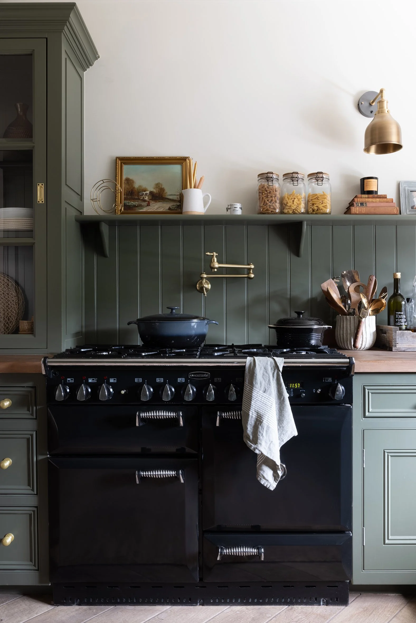 dark green kitchen