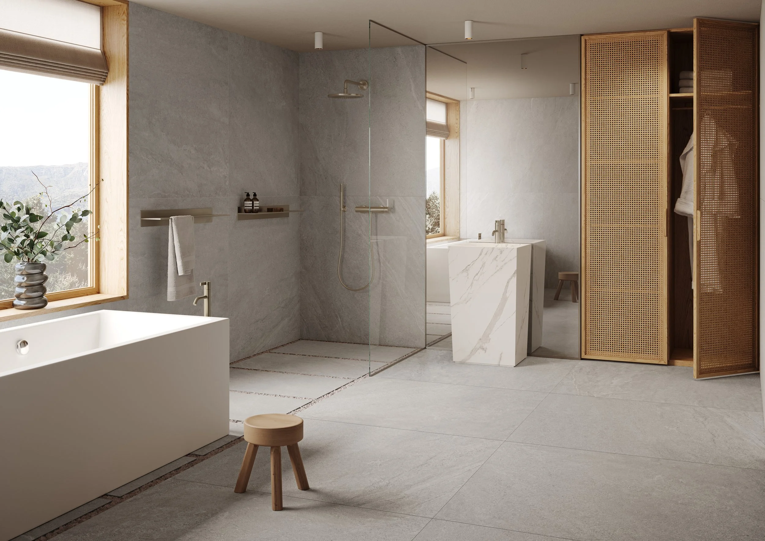 beige tiles for bathroom