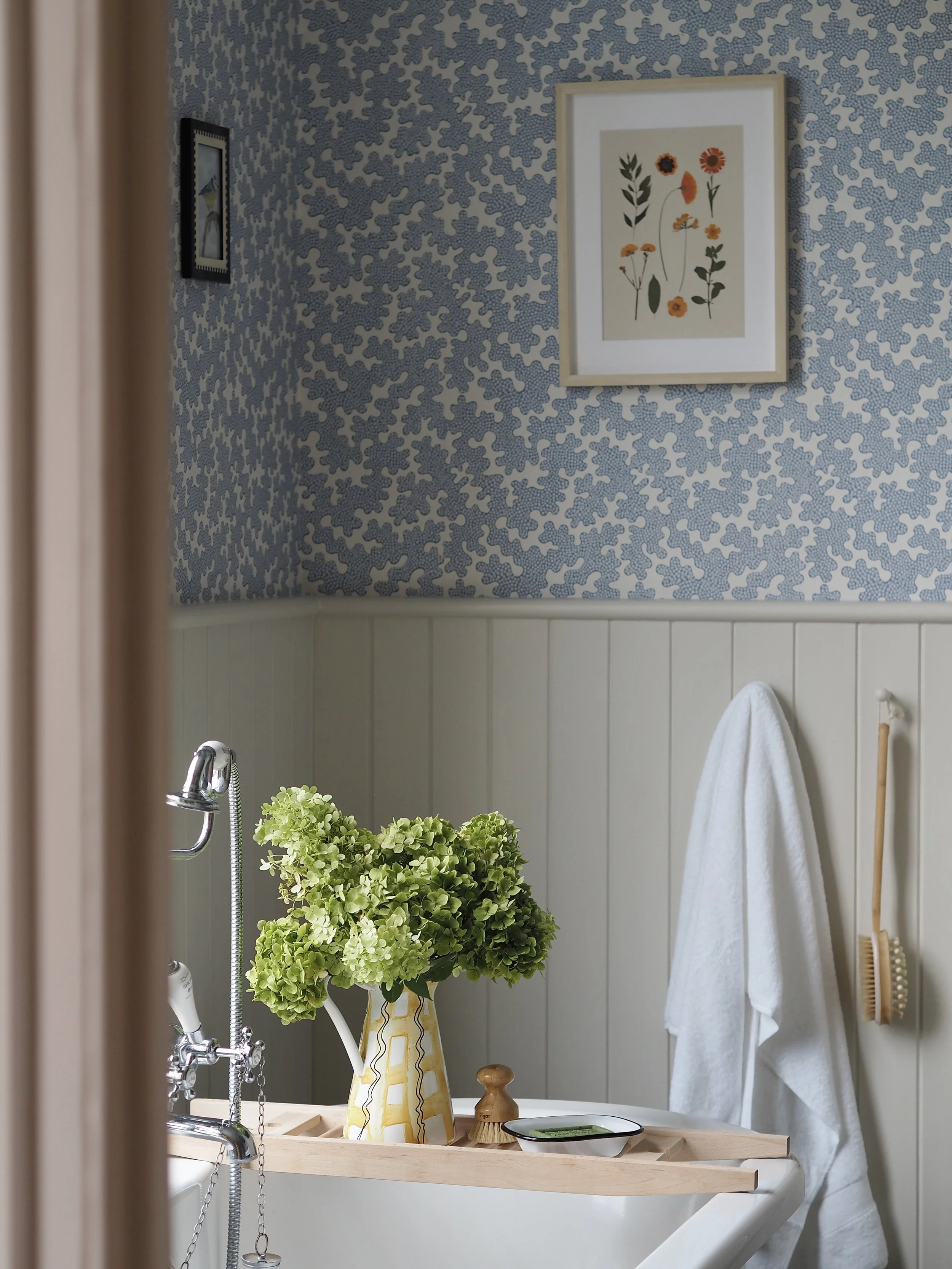 Blue Bathroom Makeover With Chequerboard Floor